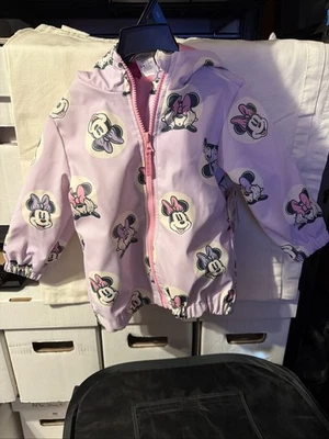 Chaqueta de lluvia con capucha resistente al agua duradera para niños Minnie Mouse púrpura talla 2T Foto 1 de 4