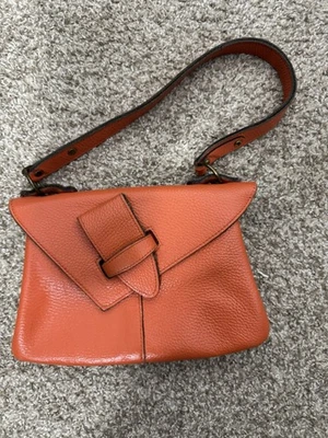 Juness Vintage Orange Leather Purse With Mirror Classic Casual Go Go - Image 1 of 4