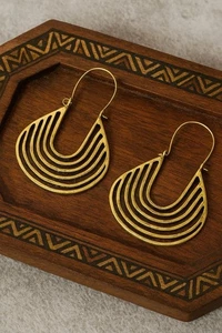 Museum Ohrringe gehämmert Fulani Chunky Gold Tribal African Struktur Creolen vergoldet - Bild 1 von 5