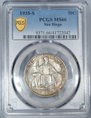 1935-S San Diego Commemorative Half Dollar PCGS graded  MS 66  Rustic Toning - Image 1 of 4