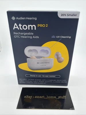 Audien ATOM PRO 2 Wireless Rechargeable OTC Hearing Aids... - New Sealed - Image 1 of 4