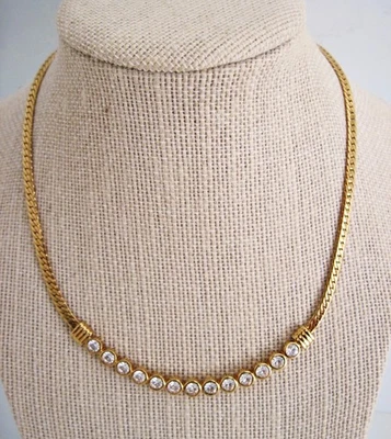 Collar Swarovski Tono Dorado Espiga Cristal Gargantilla Cisne Firmado De Colección Foto 1 de 4