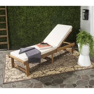 SAFAVIEH Outdoor Collection Inglewood Chaise Lounge Chair | Natural/Beige | - Picture 1 of 6