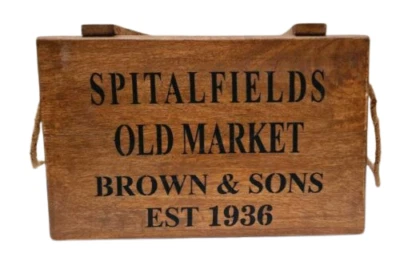 Vintage Style Wooden SPITALFIELDS BOX With Rope Handles Handmade With Lid LARGE - Image 1 of 4