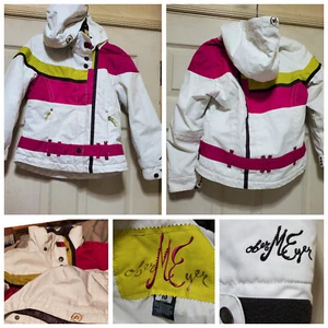 Obermeyer Jacket Girl Junior 10 White Burgundy Bella Ski Snow Hooded Winter Teen - Picture 1 of 24