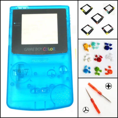 Nintendo Game Boy Color GBC Replacement Housing Shell Screen Clear Blue BUTTONS! - Image 1 of 3