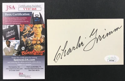 Charlie Grimm Signed 3x5 Index Card JSA Cert. AUTO C. Cubs/Pirates MLB (d.1983)! - Image 1 of 4