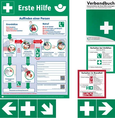WM-TEAMSPORT BG-Info-Paket - Aushang Erste-Hilfe + Verbandbuch + Sicherheitszeichen