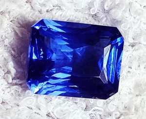Ring Size Loose Gemstone Natural Blue Sapphire 9.00+ Ct Emerald Shape Certified - Picture 1 of 6