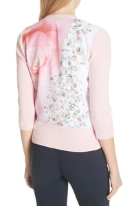 TED BAKER Blenheim Jewels gem rose floral print cardigan sweater dressy top 3 12 - Picture 1 of 7