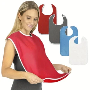 Premium Adult Bibs - Unisex, Adjustable, Thick Flannel-Washable Dining Clothing - Picture 1 of 24