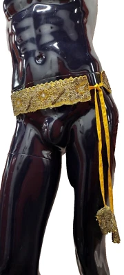 Yellow Belt Indian Gypsy Massive Beaded UNISEX 35" waist HIPPIE COSTUME BELT GAY - Image 1 of 4