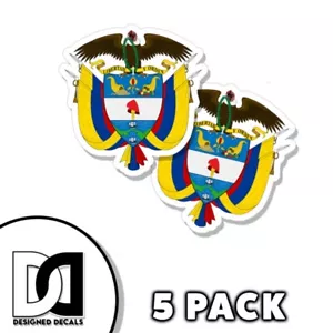Calcomanías autoadhesivas de bandera colombiana de 3 pulgadas con escudo de Colombia 5pk - Imagen 1 de 3