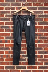 All Saints Ladies Leather HARRAH Biker Trousers 29 Moto leggings UK12 US8 Eu40 - Picture 1 of 8