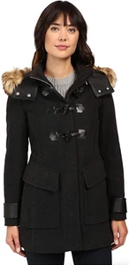 Marc New York X4403 Black Paxton Hooded Wool Coat Women's Size 12 - Picture 1 of 3