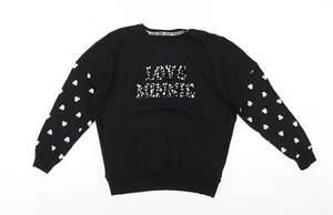 Disney Girls Black Cotton Pullover Sweatshirt Size 9 Years Pullover - Love Minni - Picture 1 of 10