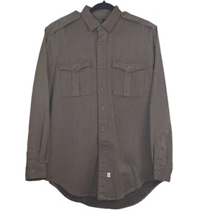 POLO by RALPH LAUREN Size M Brown Wool Epaulettes Long Sleeve Shirt See Measurem - Picture 1 of 8