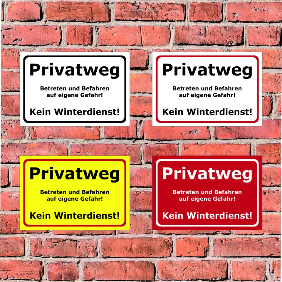 Schild Privatweg - Betreten und Befahren auf eigene Gefahr 4 Größen - S00018-001