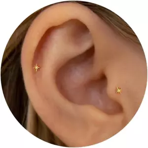 20G/18G/16G Titanium Flat Back Earrings, Threadless Nose Stud Tiny Stud Earrings - Picture 1 of 12