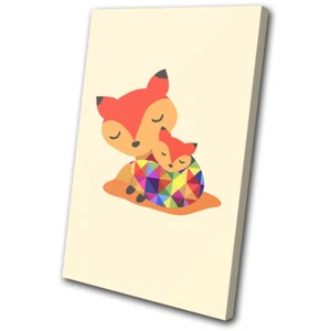 Fox Cute Colourful For Kids Room SINGLE CANVAS WALL ART Picture Print - Picture 1 of 1