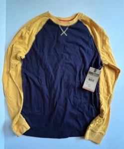 *NWT Ruff Hewn LS Baseball Tshirt - Blue and Gold - Boys Size L 14/16 - Picture 1 of 2