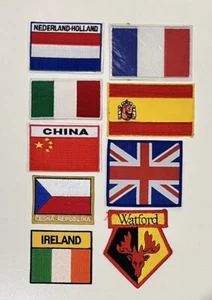 Mixed Lot of 9 Vintage Countries Flags Iron On / Embroidered Patch / Badges - Imagen 1 de 3
