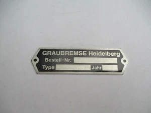 Typenschild Schild Graubremse Heidelberg Oldtimer - Picture 1 of 1