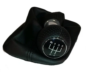 SWITCH BUTTON aluminium + SWITCH BOOT - for Audi A3 S3 8P 5-speed - seam black - Picture 1 of 4