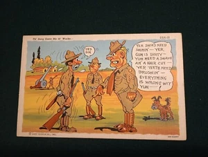 "Th' Sarg Gave Me th' Works" USA-12 Linen Postcard 0B-H2687 Curt Tech 1940 - Picture 1 of 5