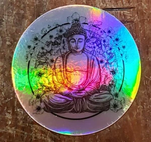 Kirschblüte Buddha Mandala holografischer Aufkleber Vinyl 3 Zoll - Bild 1 von 1
