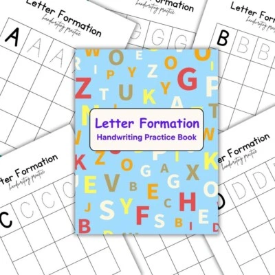 Libro de práctica de escritura a mano para formación de cartas para niños | Libro imprimible Foto 1 de 2