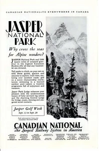 Vintage print advertisement 1930s Train Canadian National Jasper Park Golf Week - Picture 1 of 2