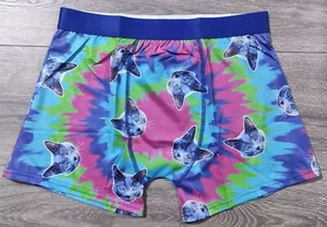 Cat Underwear Adult Small 28-30 Tie Dye Hypnotic Kitty Cat Boxer Briefs Mens - Picture 1 of 9