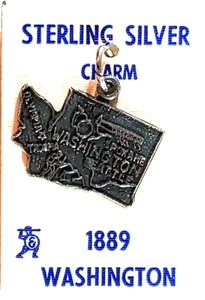 NEW OLD STOCK Vintage P&B Sterlingsilber Washington #8 Armband Charm, 2,16 g, 5/8 Zoll - Bild 1 von 2