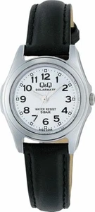 Citizen Q&Q Watch Analog Solar Waterproof Leather Belt H009-304 Women's White - Picture 1 of 4