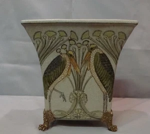 Vase Marabu Vogel Art Deco Stil Jugendstil Porzellan Bronze - Bild 1 von 9
