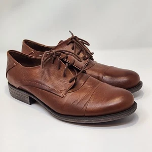 Miz Mooz NYC Letty Brown Leather Oxford Lace Up Shoes Women Size 8.5 Academia - Picture 1 of 11