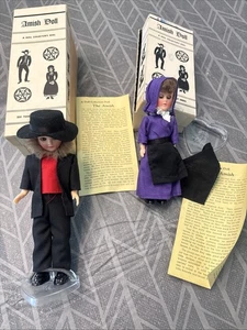 ZWEI ALTE Amish Puppen mit Originalkartons - Handarbeit - Amish Mann & Frauen EX FS - Bild 1 von 12