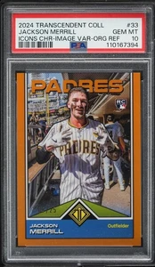 2024 Topps Transcendent Icons Orange Refractor /25 Jackson Merrill RC PSA 10 - Picture 1 of 2