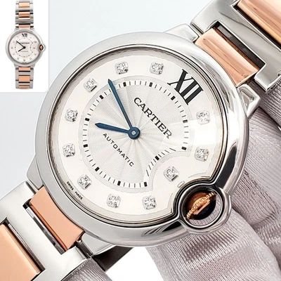 Cartier Ballon Bleu Silver Diamond Dial 36mm Rose Gold/Steel Watch 3284 W3BB0018 - Image 1 of 4