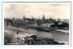 Frühe Echt Foto AK Bremen Deutschland Stadtbild Panorama - Bild 1 von 2