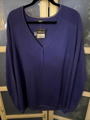 EDDIE BAUER NUEVO CON ETIQUETAS PLUS 3X SUÉTER SUÉTER AZUL ALGODÓN NYLON MANGA LARGA  Foto 1 de 4