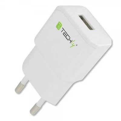 Techly Alimentatore da Rete Italiana 1 porta USB 5V/2.1A Bianco - Immagine 1 di 3