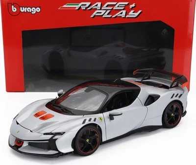 Ferrari SF90XX Stradale 2024 Bianco Artico White Orange in 1:18 scale by Bburago - Image 1 of 2
