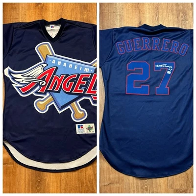 Camiseta De Colección Anaheim Angels Russell Diamond Vladimir Guerrero TATC Firmada Años 90 Foto 1 de 4