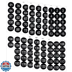 28 Sheets 1.5 Inch Number Stickers 1-200 Number Stickers 2 Sets Black Self-Ad - Picture 1 of 5