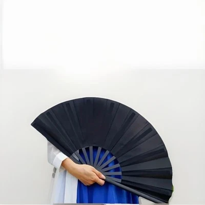 "Ventilador a presión plegable negro - 13"" artes marciales grandes / utilería para cosplay - ENVÍO RÁPIDO - EE. UU. Foto 1 de 3
