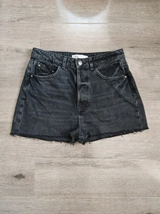 Zara Denim Shorts Black Cut Offs High Waist Frayed Raw Hem Size EU 40 UK 12 - Picture 1 of 7