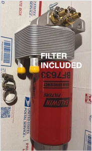 Dispositivo de calentador/filtro de combustible diésel con Baldwin BF7633 ¡3 micras absoluto! Ajuste de 3/8” - Imagen 1 de 6