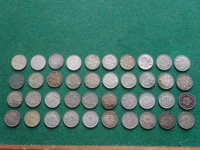 SILVER THREEPENCES 1920 - 1943  X  40  COINS  Y586 - Image 1 of 4